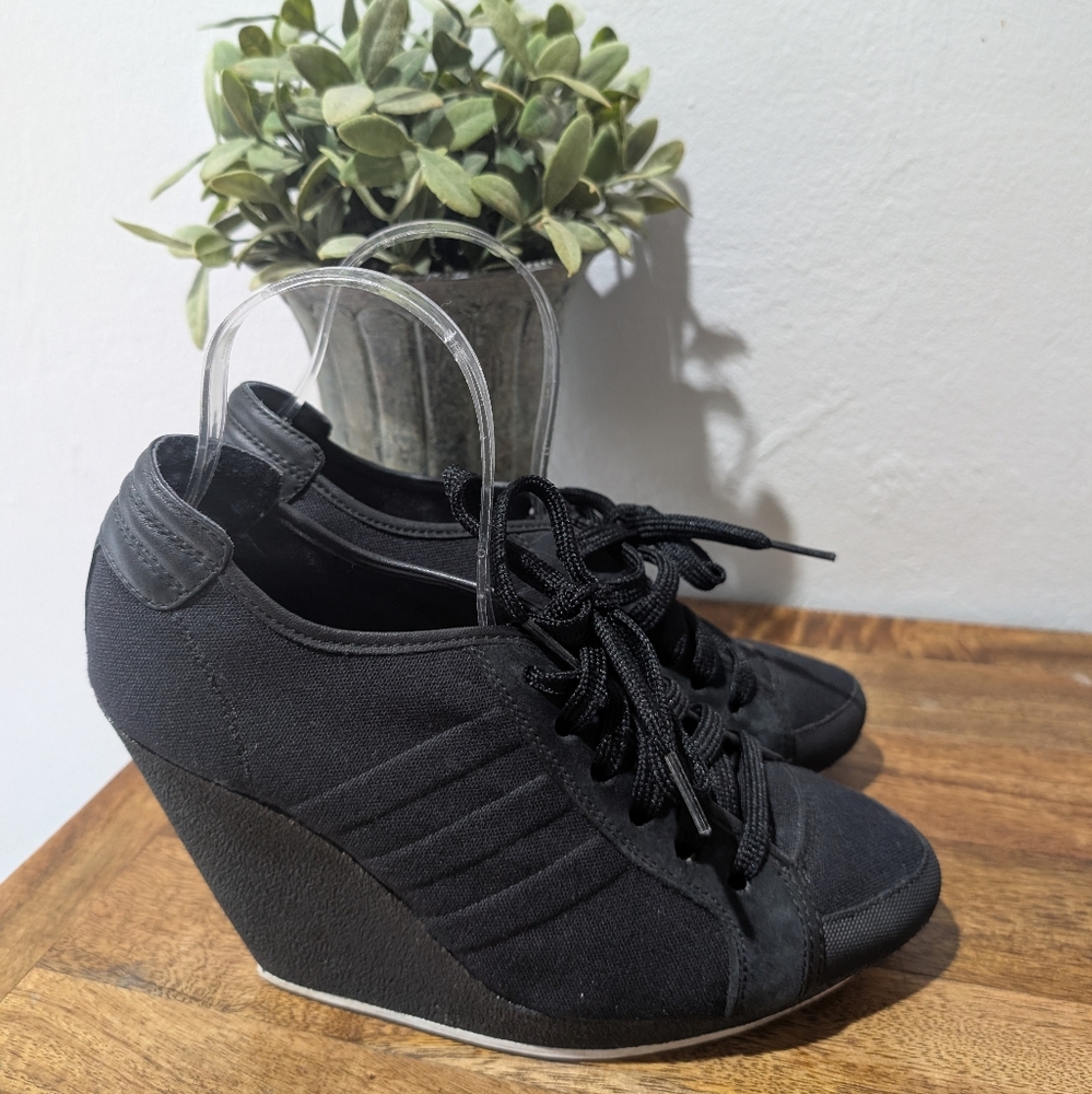 Vintage Adidas Black Wedge Sneakers Black Size 8.5